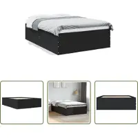 The Living Store Struttura letto nera 120x190 cm in materiale ligneo