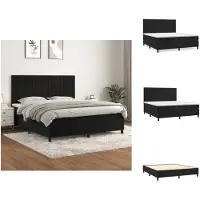 vidaXL Letto a molle con materasso nero 160x200 cm in velluto - Letti & Reti