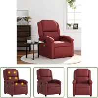 The Living Store Sedia da massaggio in Pelle finta rosso vino