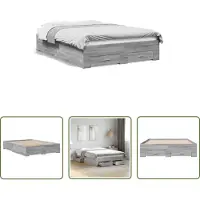 The Living Store Struttura letto con cassetti Grey Sonoma 120x200 cm Materiale legno