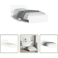 The Living Store Giroletto con testiera bianco 100x200 cm in materiale ligneo