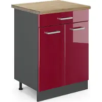 Vicco Mobiletto base per cucina R-Line Rosso lucido 60 cm , PL Rovere, Model 45548