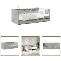 The Living Store Letto da giorno con cassetti in cemento grigio 75x190 cm materiale legno