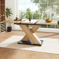 Flieks Tavolo da pranzo allungabile rettangolare, tavolo da cucina telescopico 119-158,5x80x75 cm, tavolo allungabile color legno per 6 persone, tavolo da lavoro grande