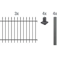 GAH Alberts 510831 Set completo di recinzione Chaussee, da avvitare, antracite, altezza 120 cm, lunghezza 6 m