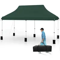 Costway 3x6m gazebo, gazebo pieghevole per feste idrorepellente, stabile, protezione UV 50+, regolabile in altezza, gazebo da giardino con borsa di trasporto verde