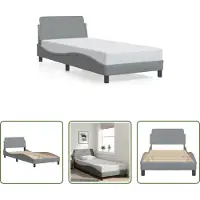 The Living Store Struttura letto con testiera grigio chiaro 80x200 cm in tessuto