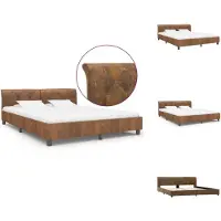 vidaXL Struttura letto in pelle scamosciata marrone 180 × 200 cm - Letti e strutture letto