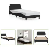 The Living Store Struttura letto con testiera nera 90x200 cm in tessuto