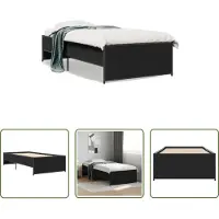 The Living Store Struttura letto nera 90x190 cm in legno e metallo
