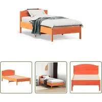 The Living Store letto in legno massiccio senza materasso cera marrone 75x190 cm legno di pino