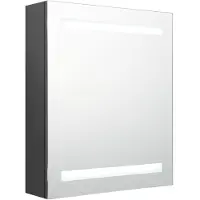 Syfax Armadietto Bagno con Specchio e LED Grigio 50x14x60 cm