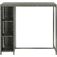 Syfax Tavolo da Bar con Ripiani Grigio 120x60x110 cm in Polyrattan