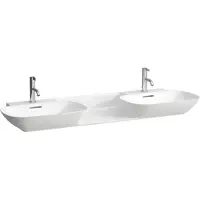 Laufen INO lavabo double, 1 trou de robinetterie par vasque, avec trop-plein, 1420x450mm, H8143047571041, H8143047571041