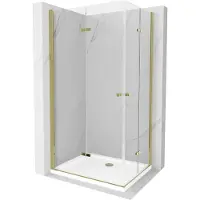 Mexen Lima Duo cabina doccia pieghevole 80 x 70 cm, trasparente, oro + piatto doccia Flat - 856-080-070-50-02-4010G