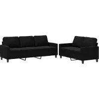 Syfax Set di Divani 2 pz con Cuscini Nero in Velluto