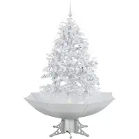 vidaXL Albero di Natale innevato con base ad ombrello bianco 140 cm