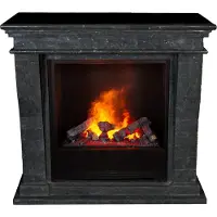 Xaralyn Caminetto a vapore acqueo - Kreta-Mini EC6-SBU - pietra naturale nera lucida - con telecomando - caminetto elettrico Opti-Myst - caminetto da incasso incluso - caminetto decorativo