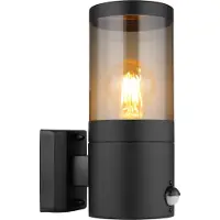Globo Applique da esterno Xeloo, con sensore, nero/grigio fumo, IP44, E27