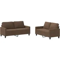 Syfax Set di Divani 2 pz con Cuscini Marrone in Tessuto