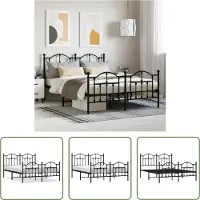 The Living Store Struttura letto con testiera e pediera in metallo nero 150x200 cm