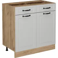 Vicco Mobiletto base per cucina R-Line Bianco rustico 80 cm senza piano di lavoro, Model 53377