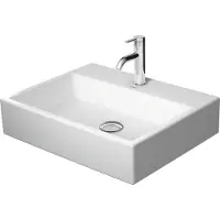 Duravit Vero Air top basin 60x47cm, sans trop-plein, avec banc de robinetterie, 1 trou de robinet, sablé, paroi arrière vitrée, 2352600041, 2352600041
