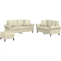 vidaXL set divano 3 pezzi con cuscini in ecopelle crema