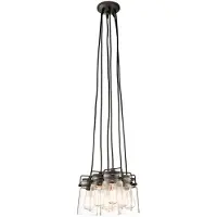 Kichler Lampadario Contemporaneo Brinley Acciaio Bronzo Antico Vetro 6 Luci E27
