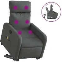 Syfax Poltrona Alzapersona Massaggi Reclinabile Grigio Scuro Tessuto