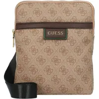 GUESS Vezzola Borsa Tracolla Tessuto Marrone 19x24x2 cm Uomo — Borsa a tracolla