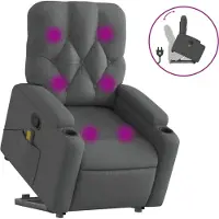 Syfax Poltrona Alzapersona Massaggi Reclinabile Grigio Scuro Tessuto