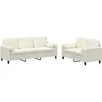 Syfax Set di Divani 2 pz con Cuscini Crema in Velluto