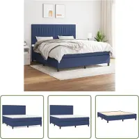 The Living Store Letto a molle con materasso Blu 160x200 cm in tessuto