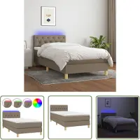 The Living Store Letto a molle insacchettate con materasso e tessuto LED Taupe 80x200 cm