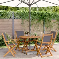 Prolenta Maison Exclusive - Set da pranzo da giardino a 5 pezzi in tessuto e legno massello, antracite