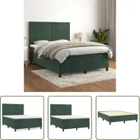 The Living Store Letto a molle con materasso verde scuro 140x200 cm in velluto
