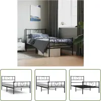 The Living Store Struttura letto con testiera e pediera in metallo nero 100x190 cm
