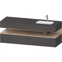 Duravit Collection One lavabo à encastrer avec meuble sous-vasque en console, 1600x550x600mm, niche en chêne mamelonné, vasque à droite, QA4796055490010, QA4796055490010
