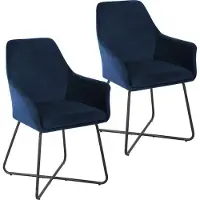 SVITA JOSIE Set da 2 sedie da pranzo, poltrona, sedia imbottita in velluto blu scuro