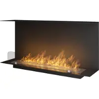 SOLOLED Caminetto a Bioetanolo Da Incasso di Design C1000 V.1 con Vetro Aperto su 3 Lati Bruciatore da 2 Litri