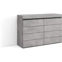 Skraut Home COZY Cassettiera, 114x35x75cm, Camera da letto, Con Stoccaggio, Cemento