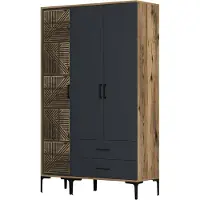 Dmora Guardaroba 3 Ante Awty 47.5x120 cm Nero Antracite, Appendiabiti 3 Ante