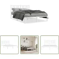 The Living Store Struttura letto con testiera in metallo bianco 140x190 cm