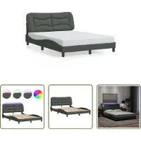 The Living Store Struttura letto con tessuto LED grigio scuro 120x200 cm