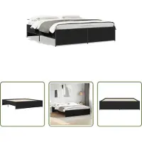 The Living Store Struttura letto nera 200x200 cm in legno e metallo