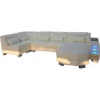 AEA Divano design con porta USB, angolo in pelle, imbottitura in pelle per la zona salotto
