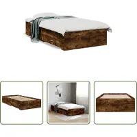 The Living Store Struttura letto con cassetti in rovere fumé 75x190 cm Materiale legno