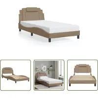 The Living Store Giroletto con testiera cappuccino-marrone 100x200 cm in ecopelle