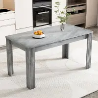 Flieks Tavolo da pranzo rettangolare , tavolo da cucina con gambe in legno, tavolo per sala da pranzo soggiorno, 116x65x75cm, grigio